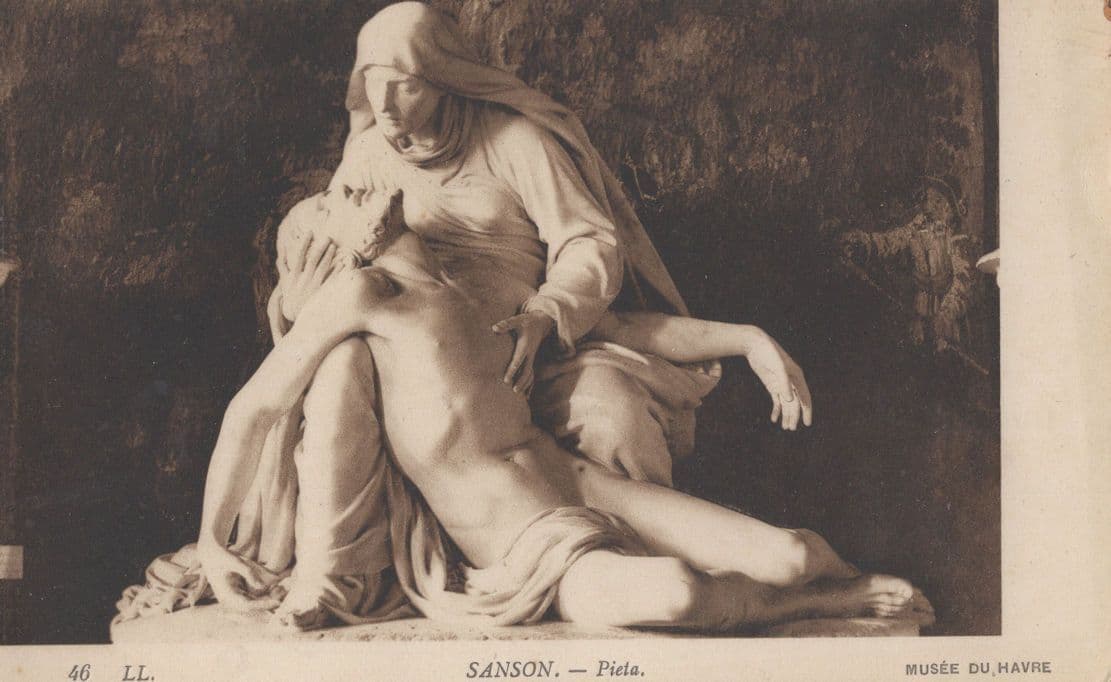 Sanson Pieta French Statue Antique Sculpture Postcard
