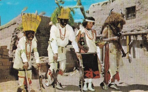 Santa Clara Buffalo Dancers Indian Pueblo New Mexico Postcard