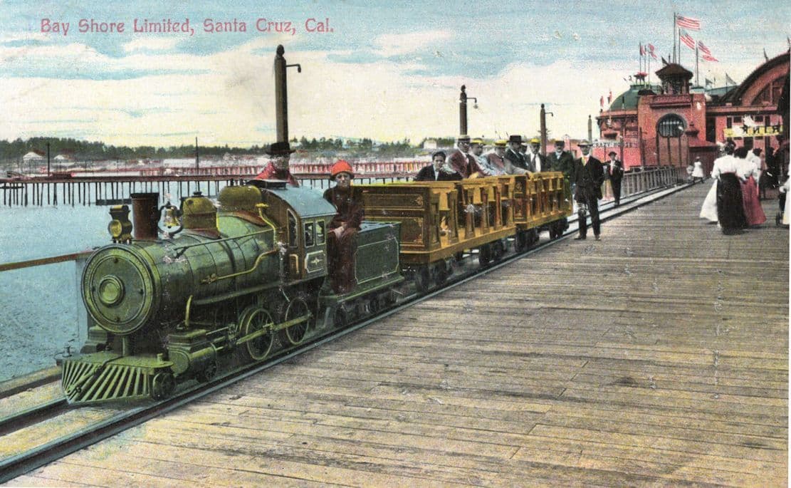 Santa Cruz California Bayshore Limited Miniature Train Pier USA Old Postcard