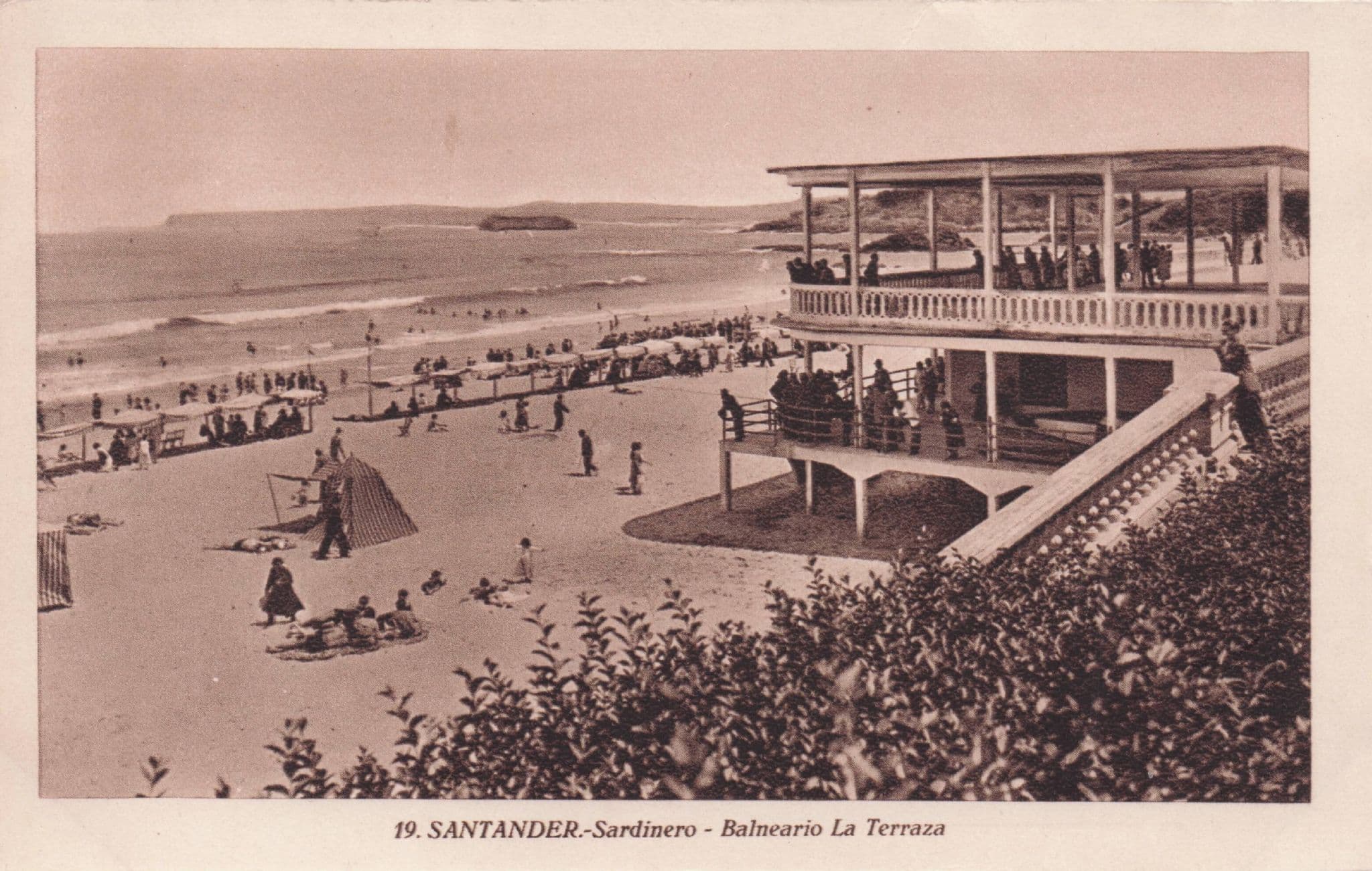 Santander Sardinero Balmeario La Terraza Antique Spain Postcard