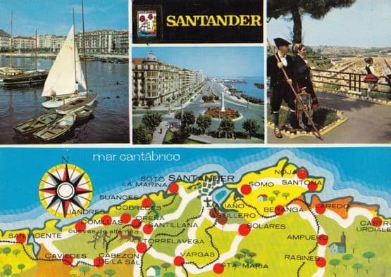Santander Spanish Map Postcard