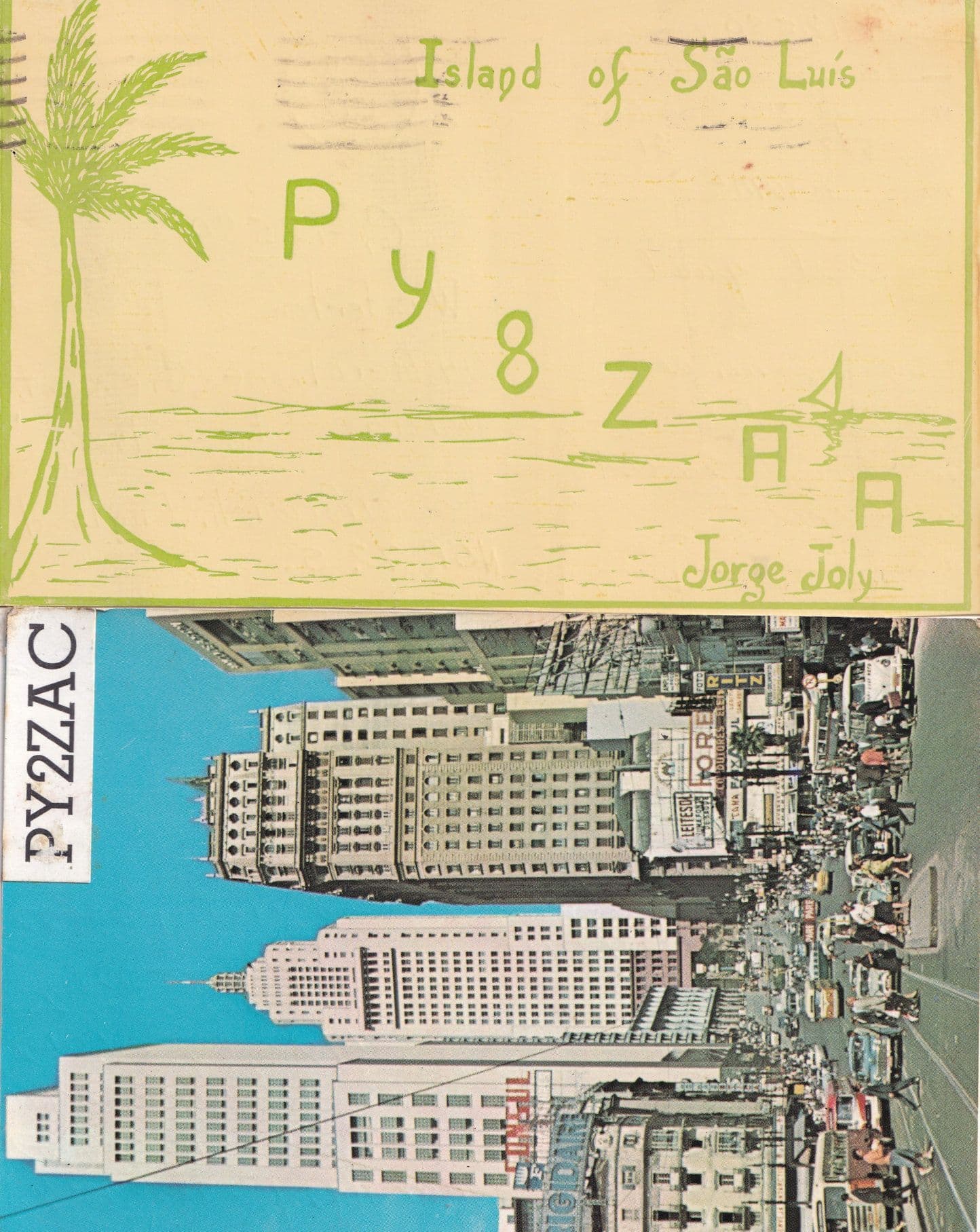 Sao Luis Paulo Brazil Pirate Boat Ship 2x 1973 Amateur Radio QSL Card s