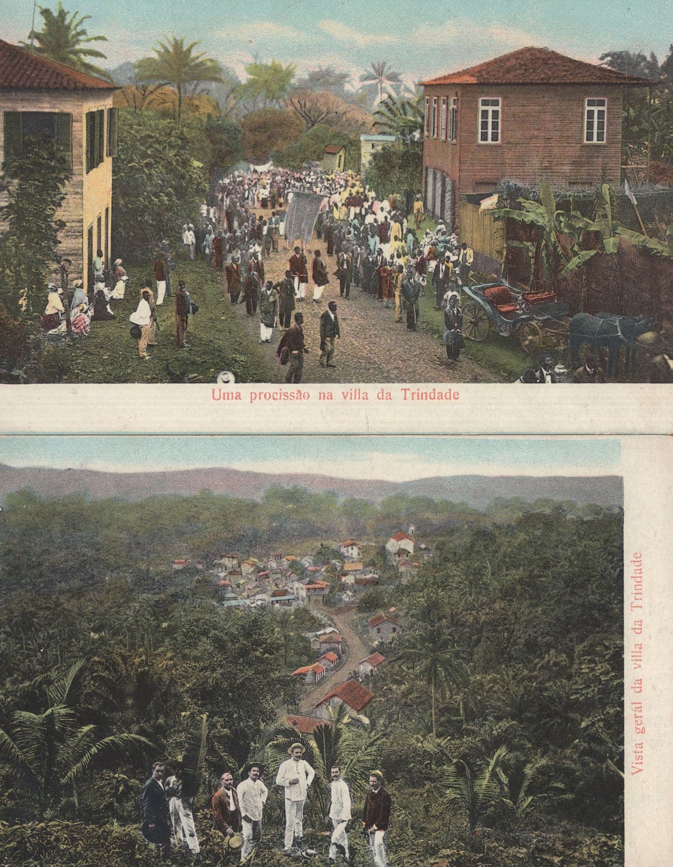 Sao Thome Tome Trindade 2x African Guided Tour Procissao Postcard s