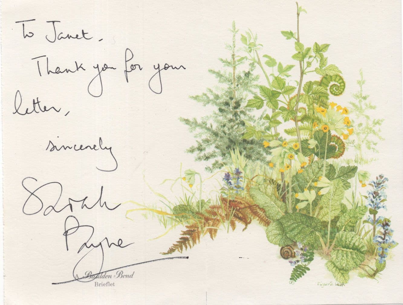 Sarah Payne 1970s Rocky Horror Follies Barnum Hand Signed Letter