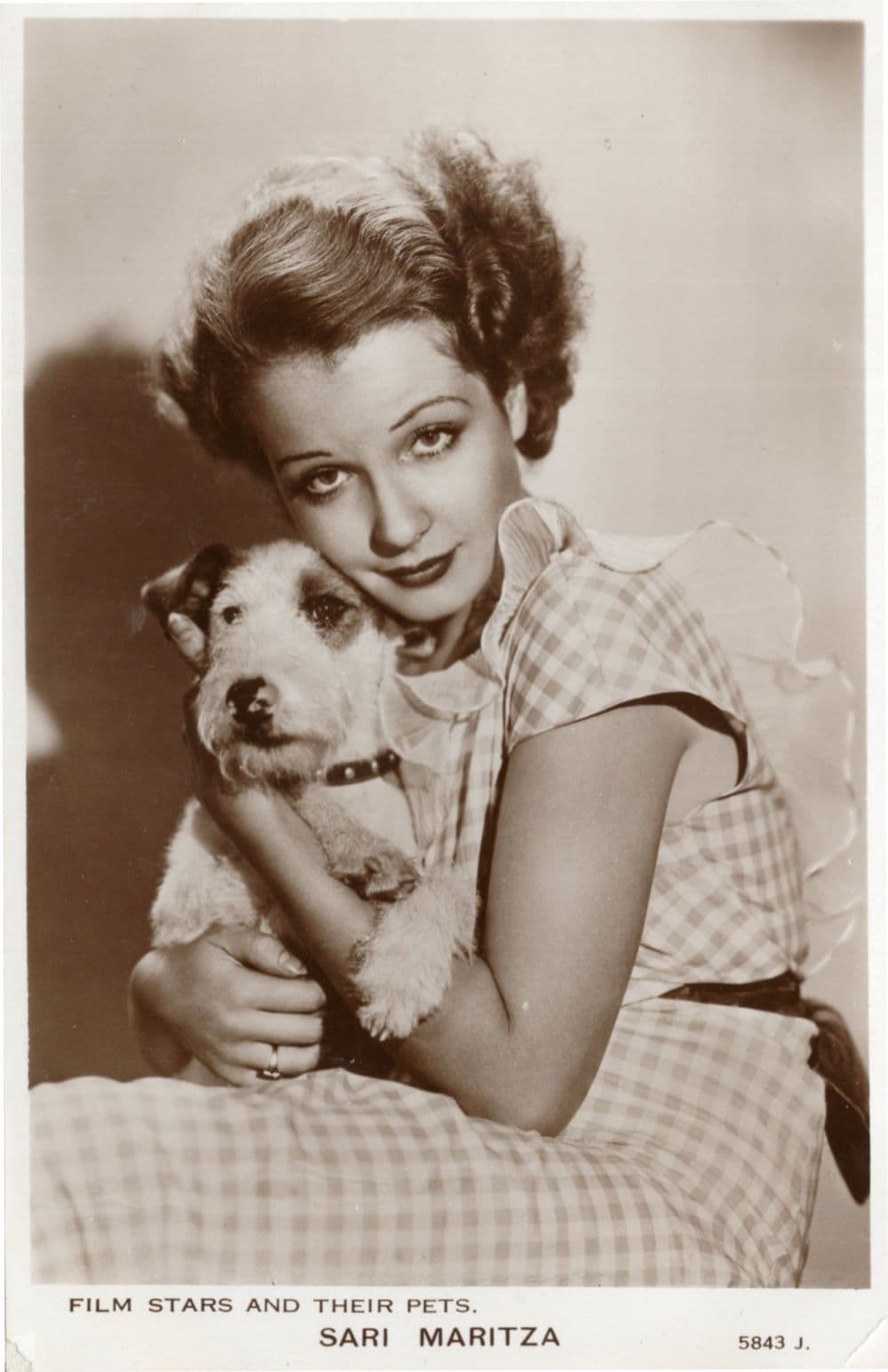 Sari Maritza Film Stars & Their Pets Real Photo Postcard