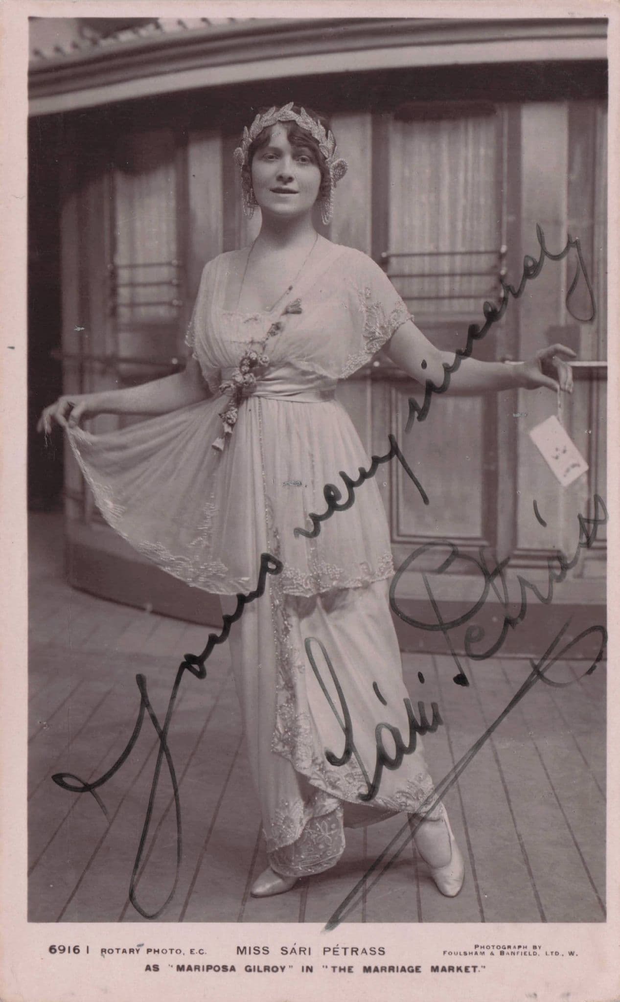 Sari Petrass Hungarian Edwardian Actress Opera Singer Hand Signed Old Postcard