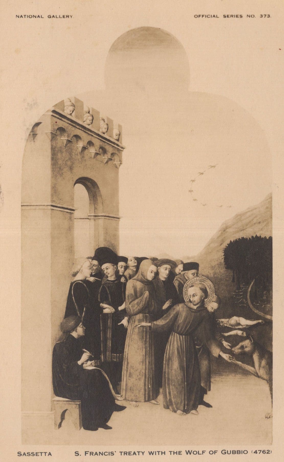 Sassetta St Francis Treaty With The Wolf Of Gubbio Painting Postcard