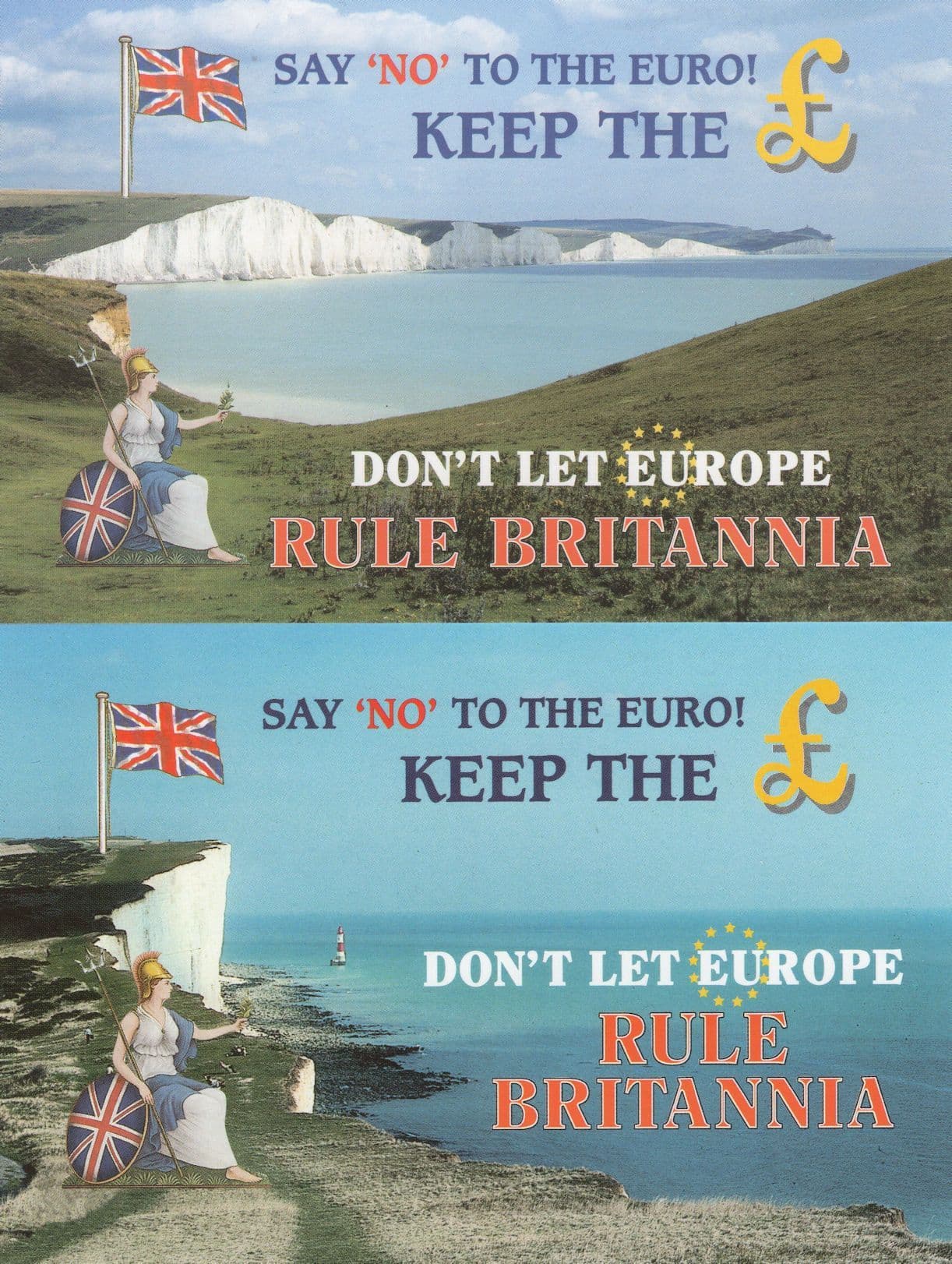 Say No To The Euro Sussex Rule Brittania Politics 2x Postcard s