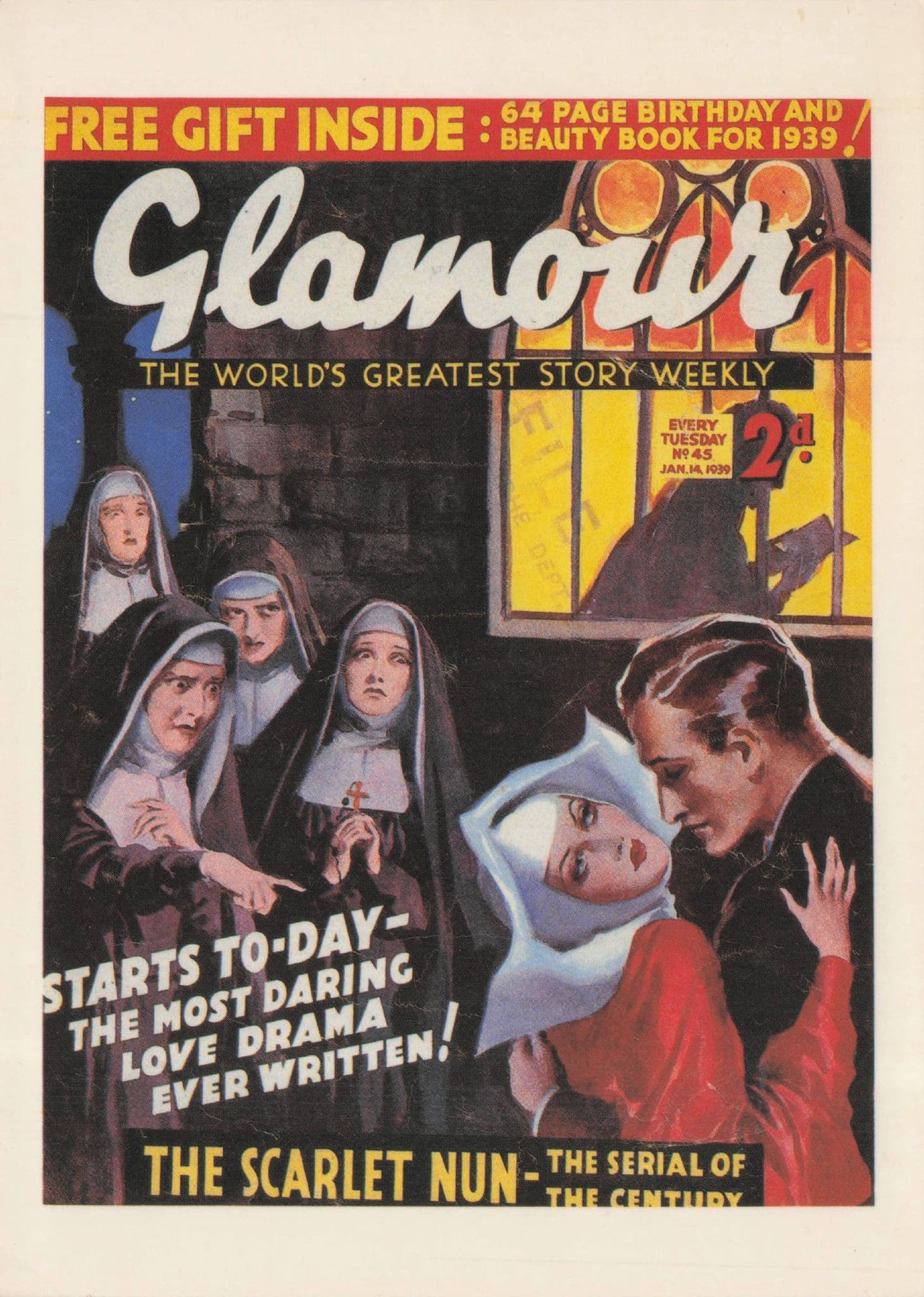 Scarlet Nun Love Cheat Most Daring Romance Story Glamour Book POstcard