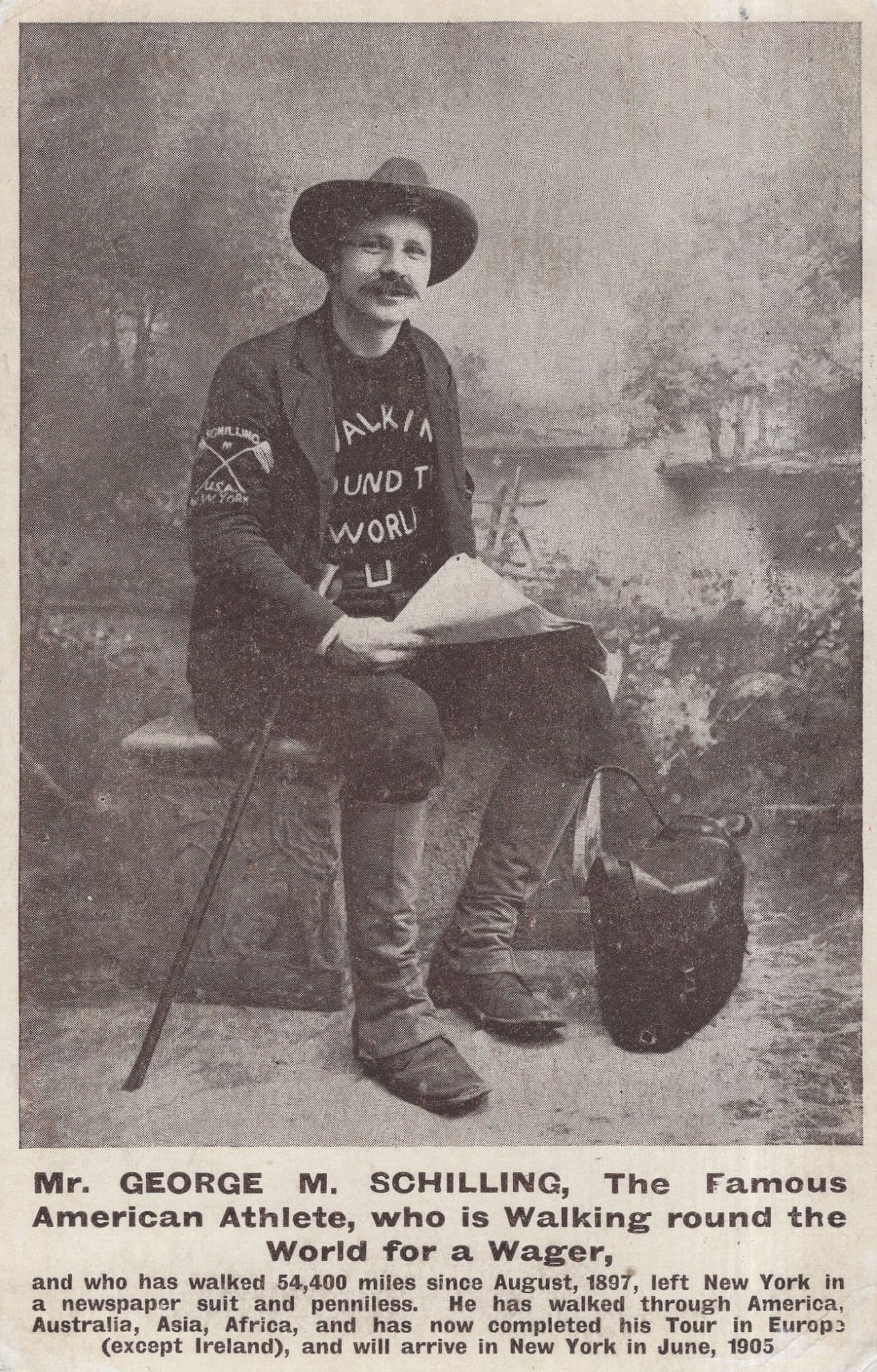 Schilling Record Breaking Athlete 1905 Rambling Walk Old Postcard