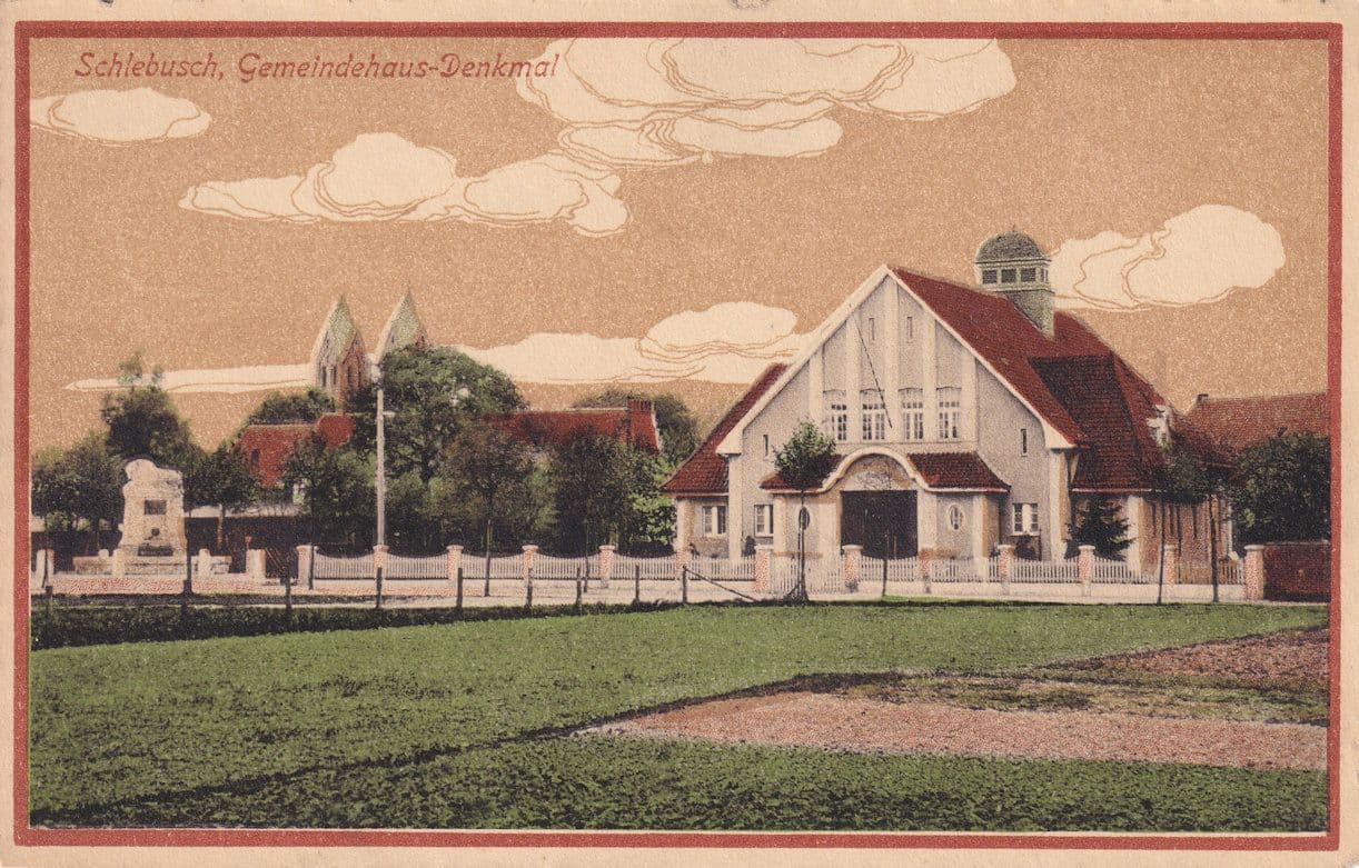 Schlebusch Gemeindehaus Denkmal German Rare Old Postcard