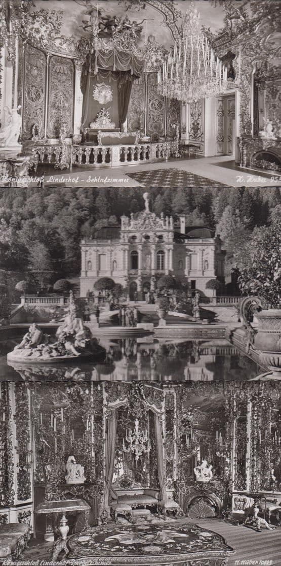 Schloss Linderhof Germany 3x Vintage Real Photo Postcard s