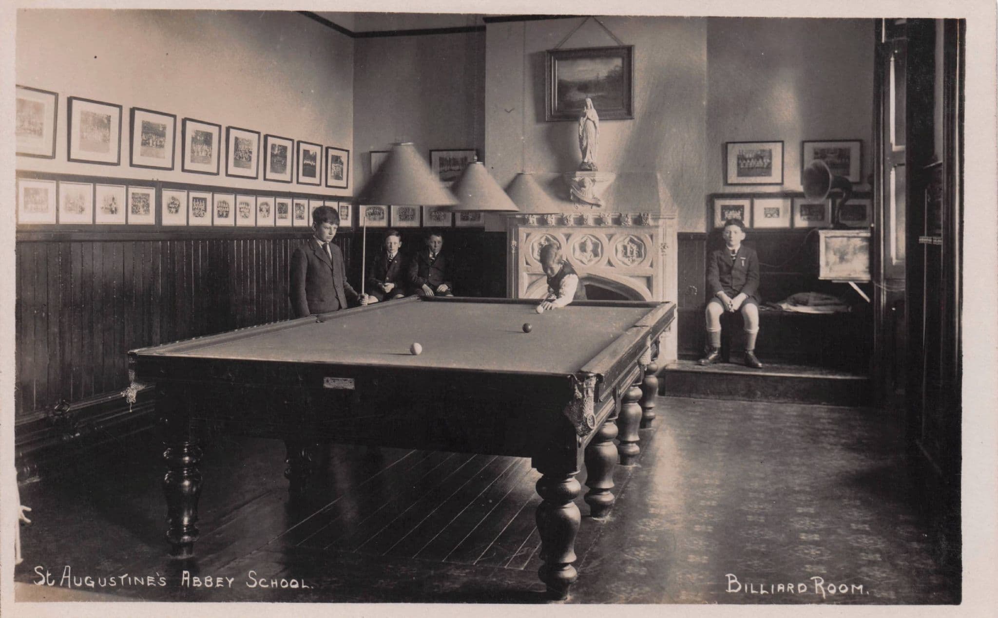 Schoolboys Billiards Table Sports Game St Augustines Abbey School Kent Postcard