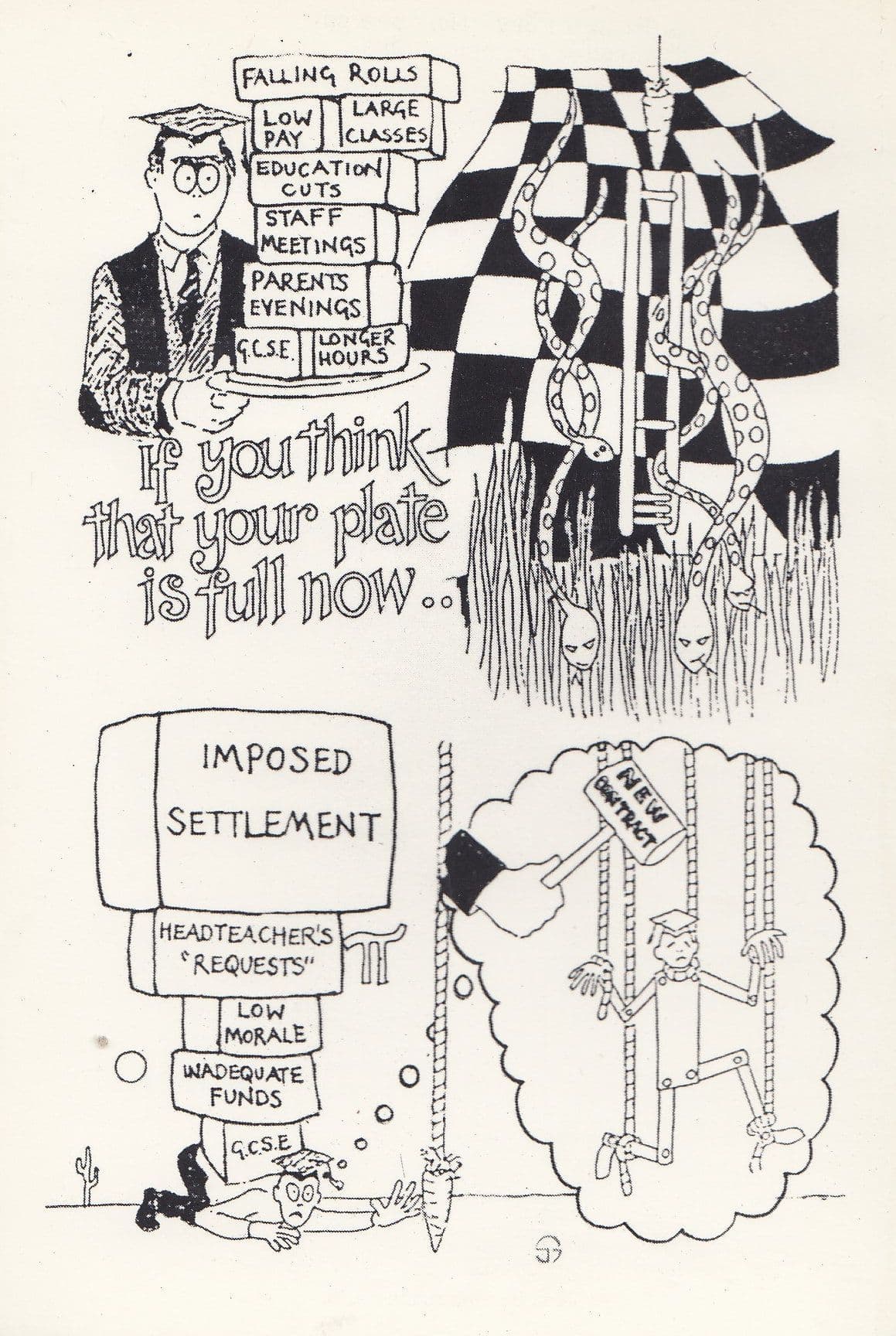 Schoolteacher Pay Cuts 1980s Discontentment Campaign Political Postcard