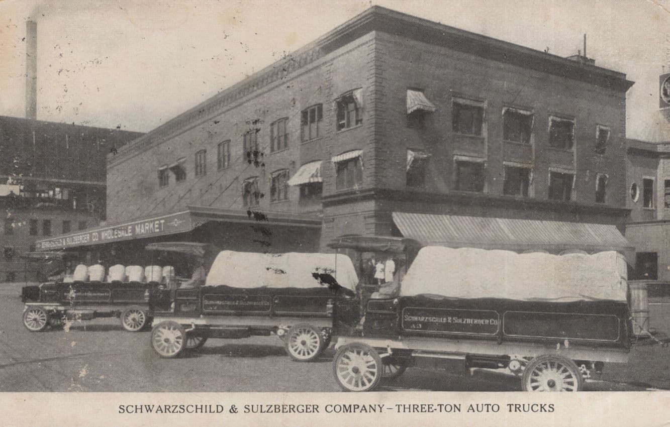 Schwarzschild & Sulzberger Slaughter House Meat Packer Truck SA Old Postcard