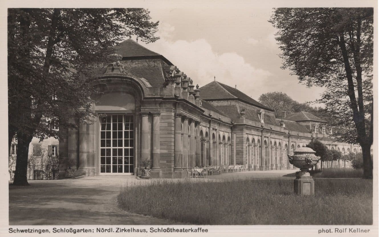 Schwetzingen Nordl Zirkelhaus Schlosstheaterkaffee German Postcard