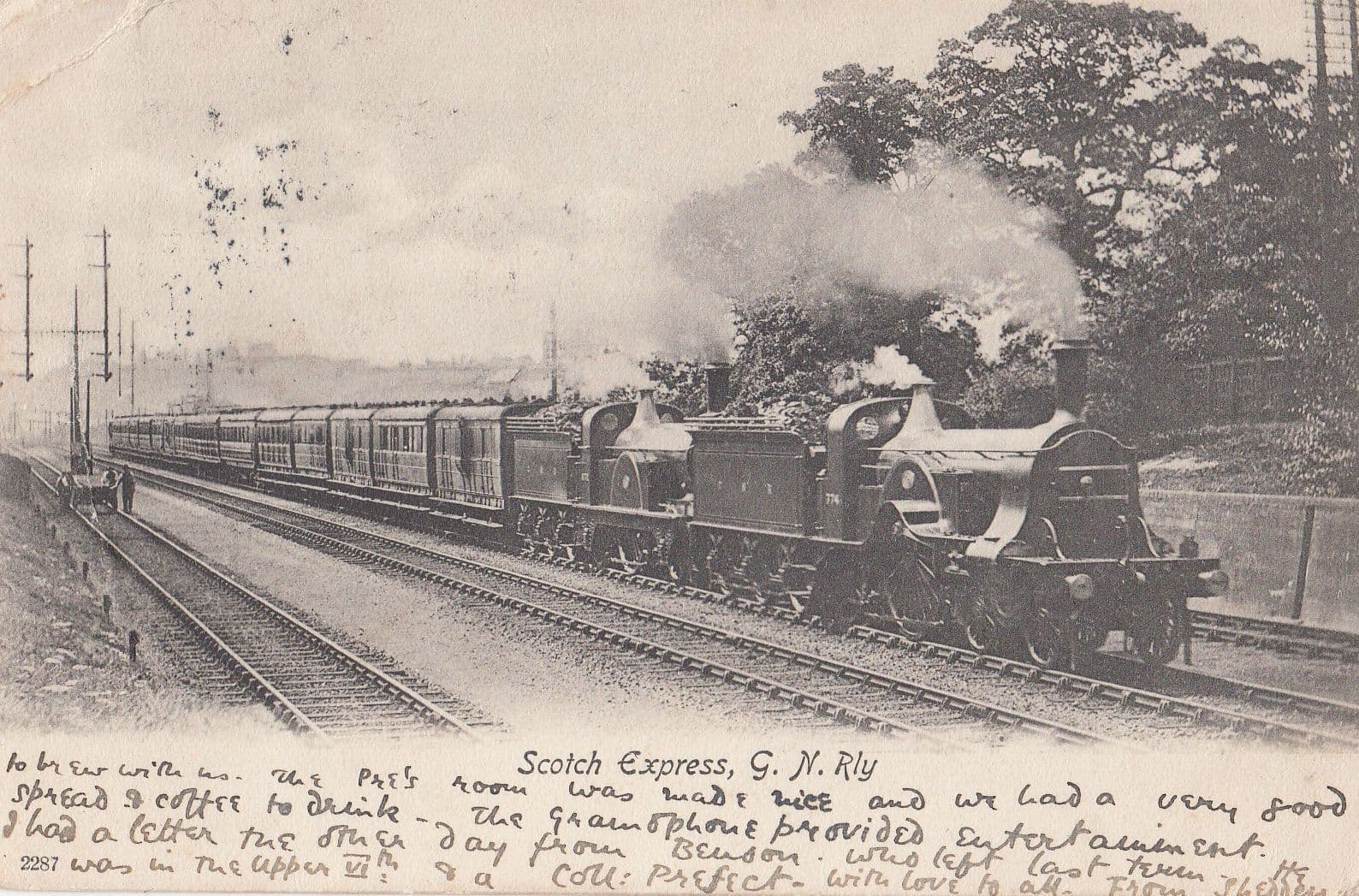 Scotch Express GNR 4-4-2 Patrick Stirling Antique Train Postcard