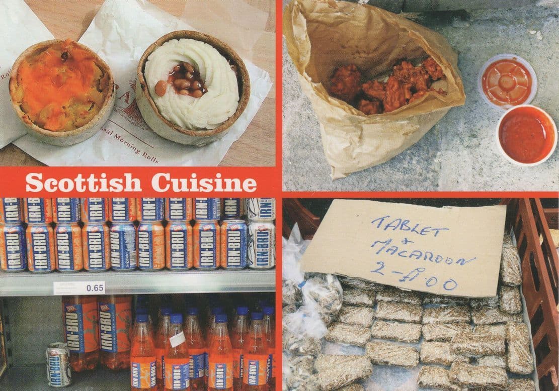 Scottish Food Drink Irn Bru Macaroon Breakfast Comic Postcard