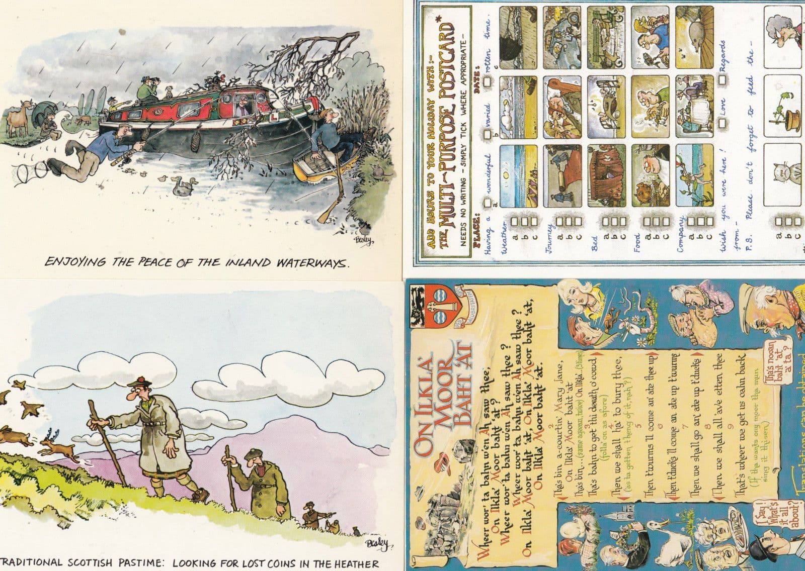 Scottish Highlands Waterways Moors 4x Comic Humour Scotland Postcard s