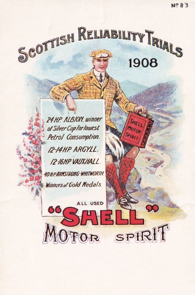 Scottish Reliability Trials Scottish Vintage Shell Petrol Postcard