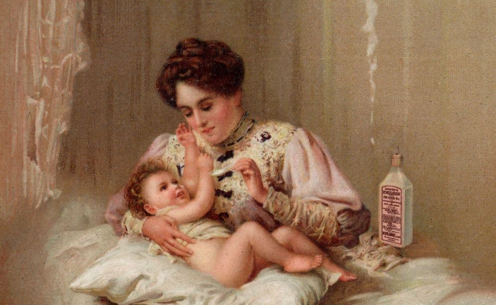 Scotts Emulsion Baby Cough Cold Medicine Mixture Old Advertising Postcard