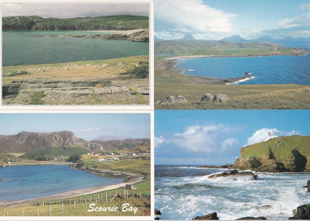 Scourie Stoer Polin Bay Point Lighthouse Sutherland 4x Scottish Postcard