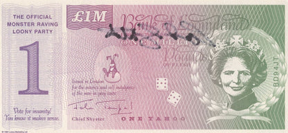 Screaming Lord Sutch Hand Signed Margaret Thatcher Money Autograph