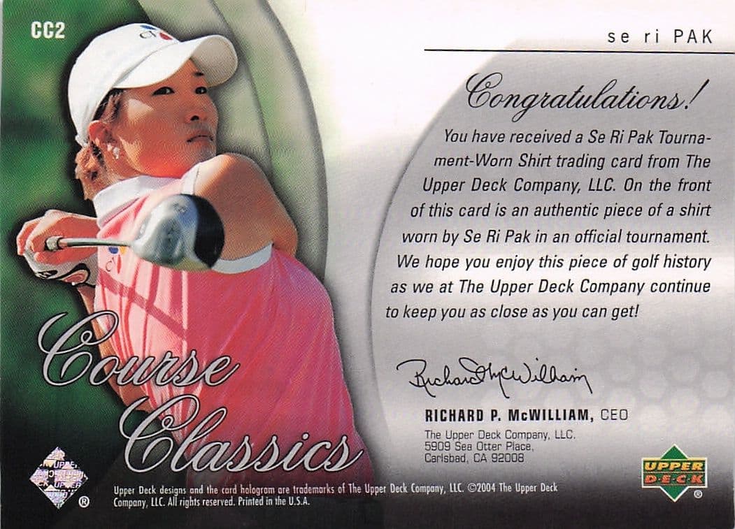 Se Ri Pak Course Classics 2004 Authentic Tournament Upper Deck Golf Shirt Card