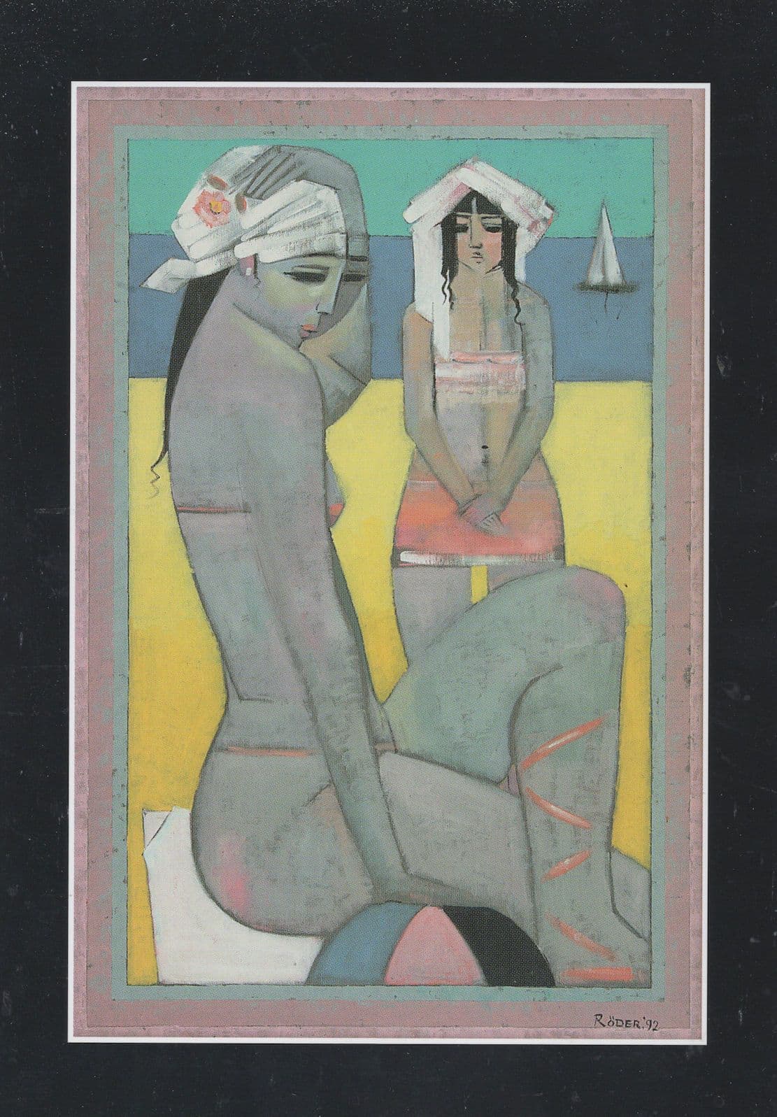 Sea Sirens Endre Roder Sexy Women Sailing Boat Art Deco Painting Postcard