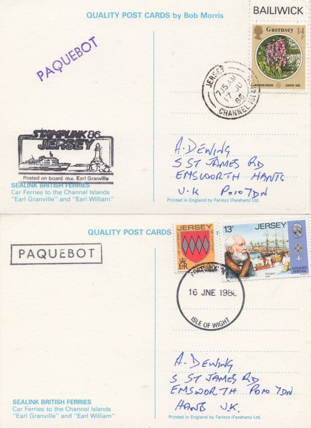 Sealink Ferry Earl Granville William incl Posted On Board 3x Postcard s
