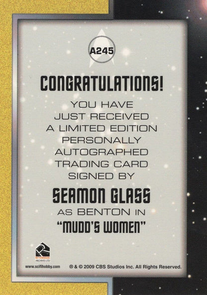 Seamon Glass Star Trek Original Series FIRST Episode Autograph Card