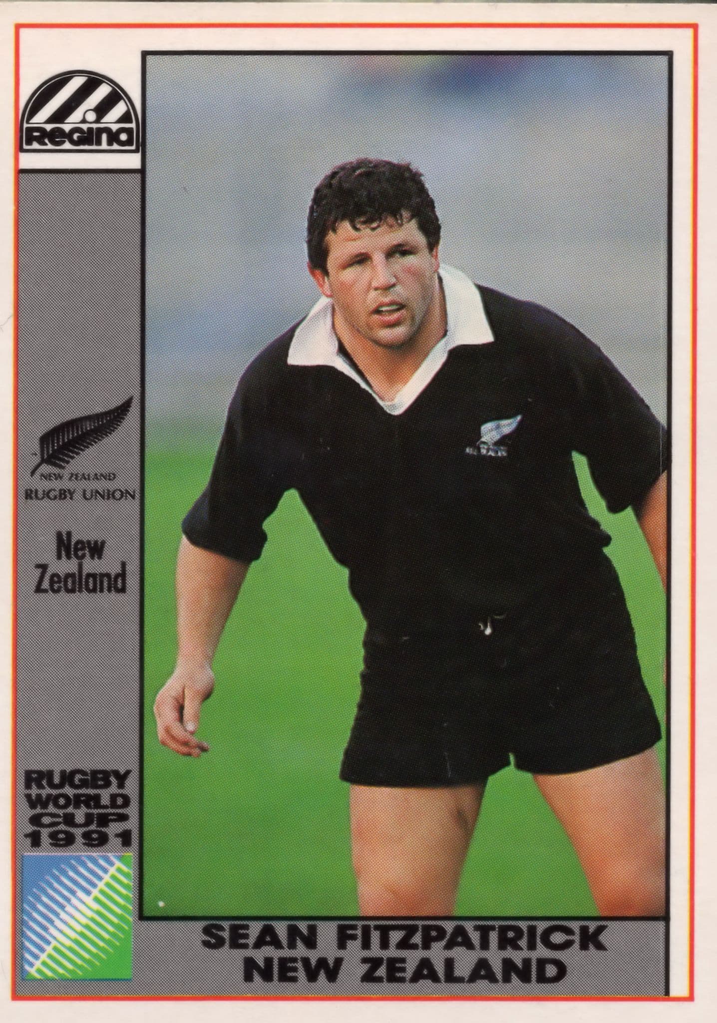 Sean Fitzpatrick New Zealand Hand Signed Rugby 1991 World Cup Card Photo