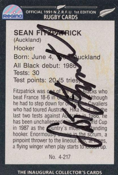 Sean Fitzpatrick New Zealand Rugby All Blacks Hand Signed Rugby Photo