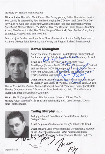 Sean McGinley Braveheart Tadhg Murphy Vikings 3x Hand Signed Theatre Page