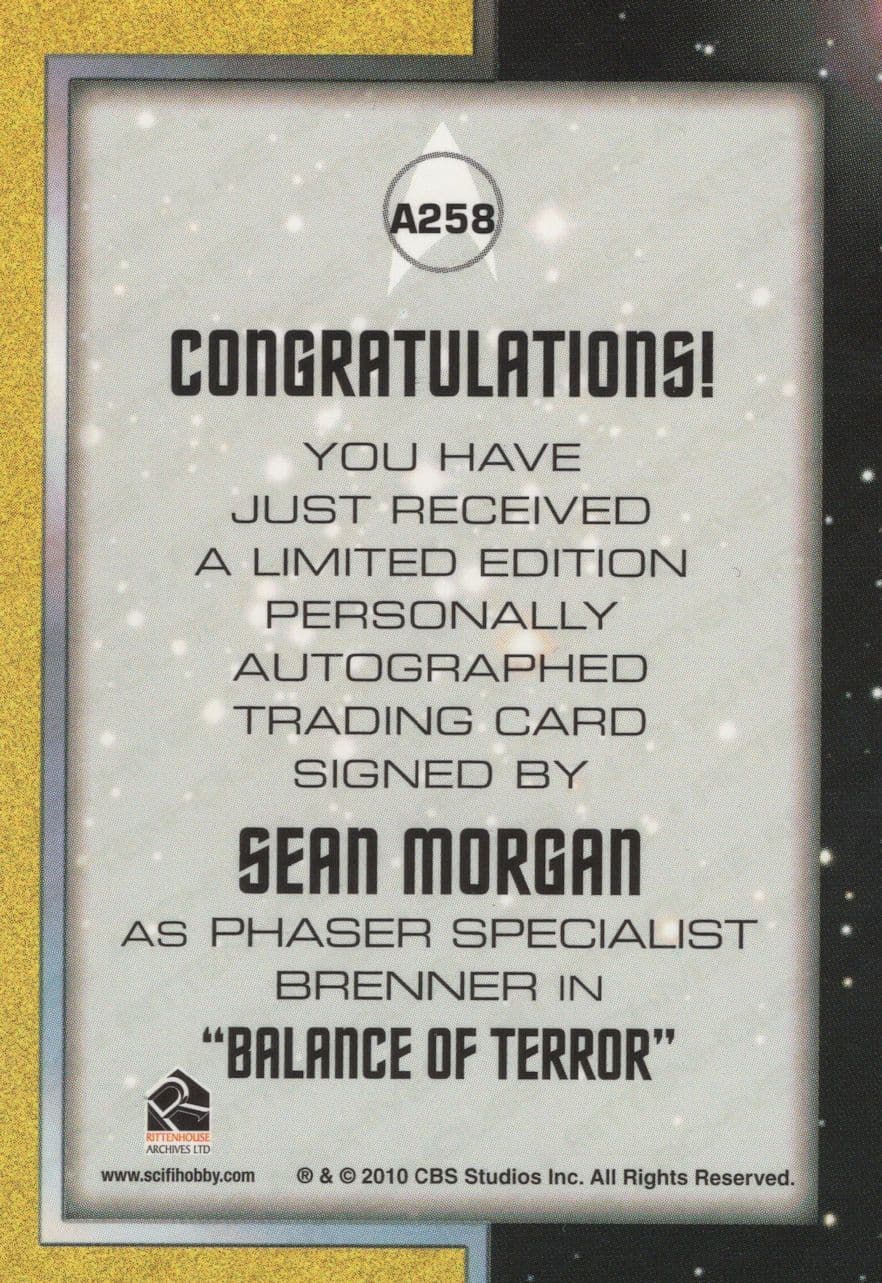 Sean Morgan Star Trek Heroes & Villains Autograph A258 Card