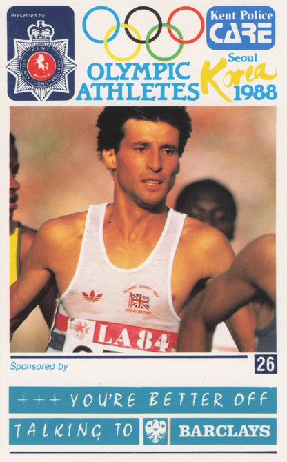 Sebastian Coe British GB Athlete Olympics 1988 Rare Police Trade Photo Card