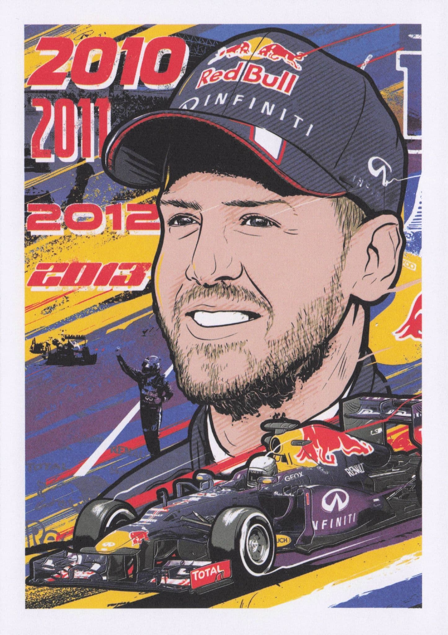 Sebastian Vettel German Grand Prix F1 Motor Racing Driver Painting Postcard