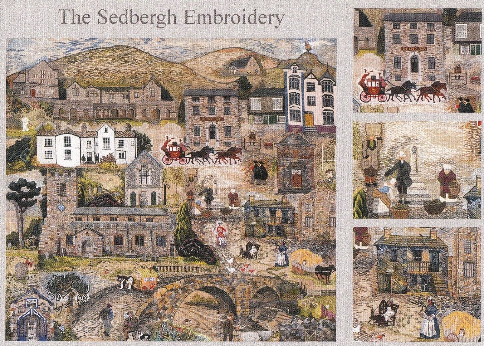 Sedburgh Cumbria Embroidery Kings Arms Pub George Fox Spinning Gallery Postcard