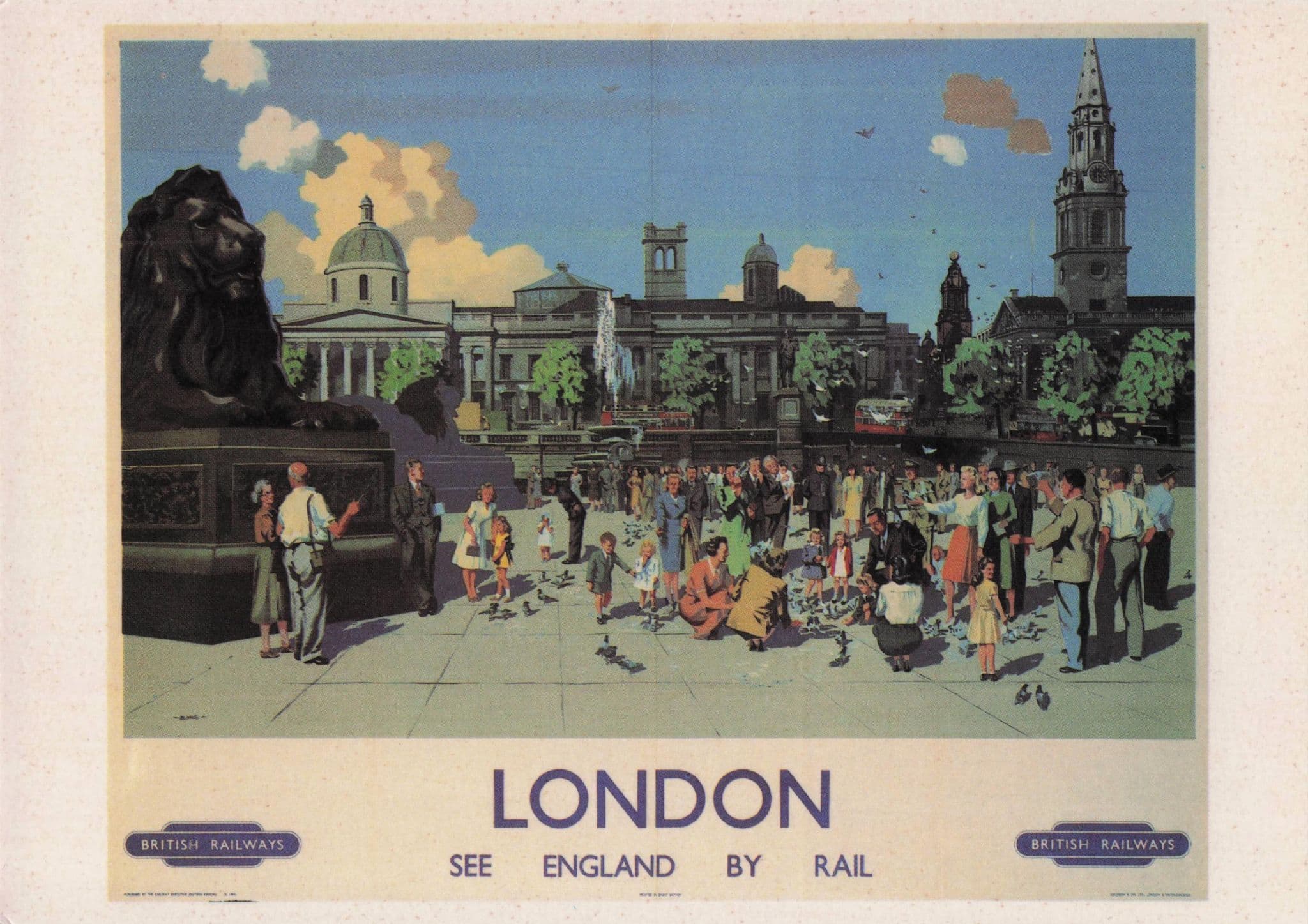 See London By Train British Railways Transport Poster Postcard