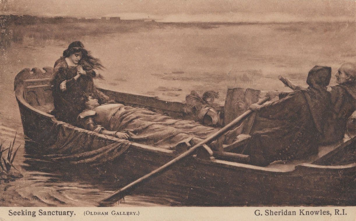 Seeking Sanctuary G Sheridan Knowles Old WW1 Boat Painting Postcard