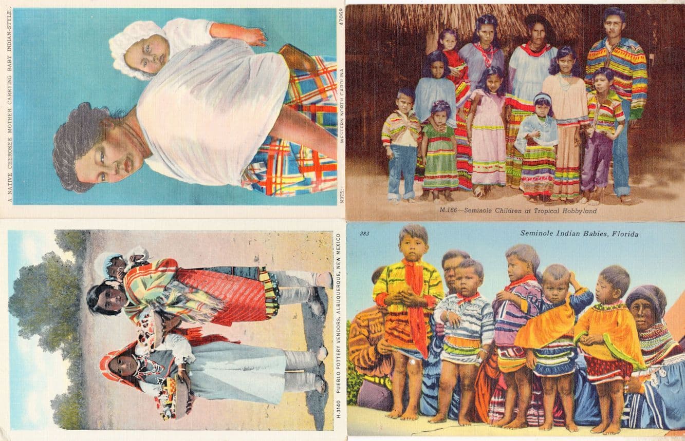 Seminole Red Indian Children Babies Florida USA 4x Postcard s