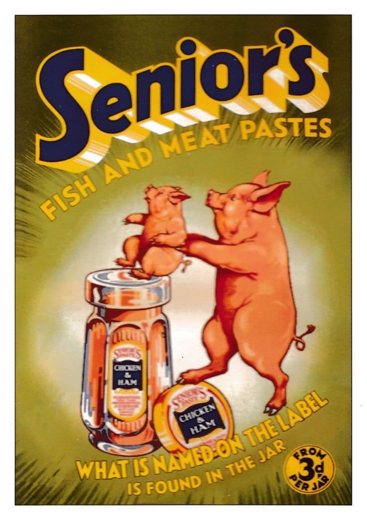 Senior's Fish & Meat Pastes Pig Bacon Poster Advertising Postcard