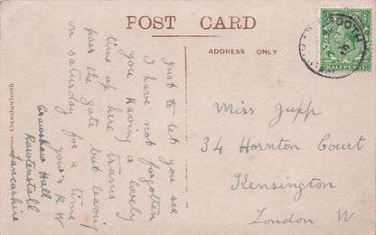 Sent From Crawshaw Hall Crawshawbooth Lancashire Real Photo Postcard