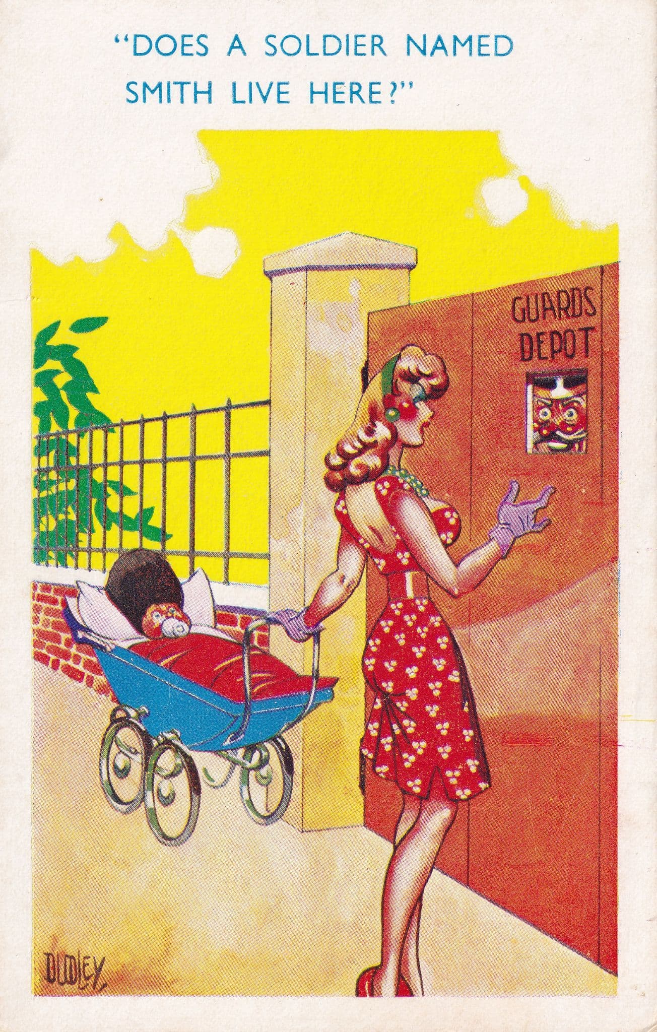 Sentry Box Military Guards Depot Comic Postcard