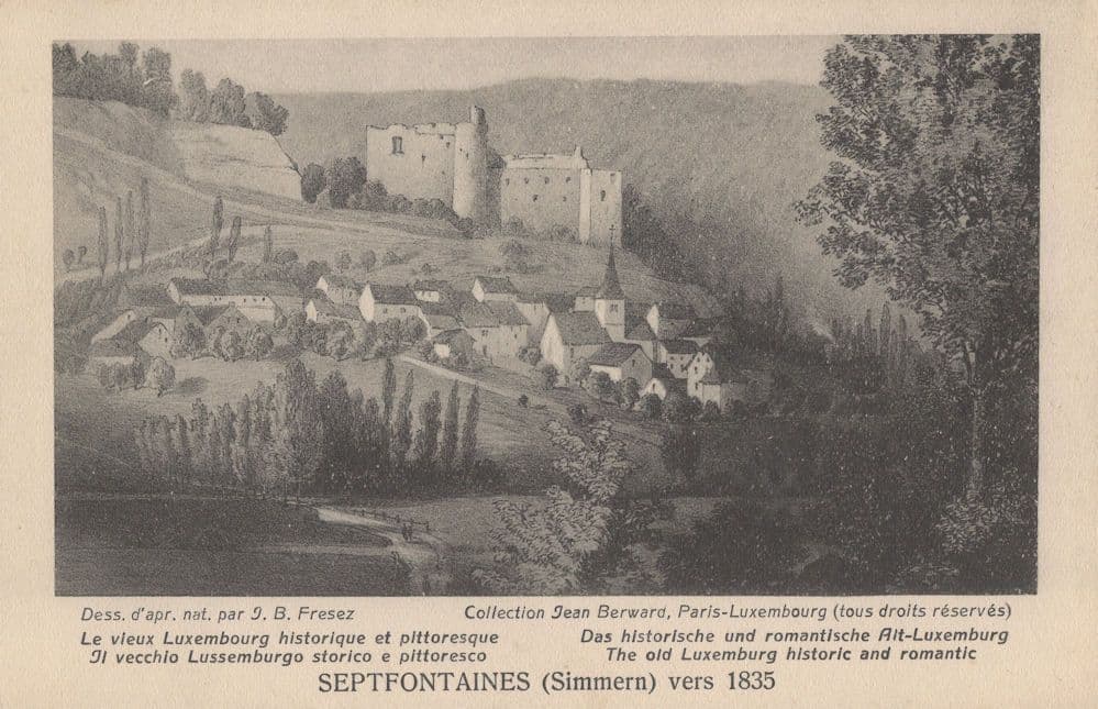 Septfontaines Luxembourg 1835 Antique Romantic Old Painting Postcard