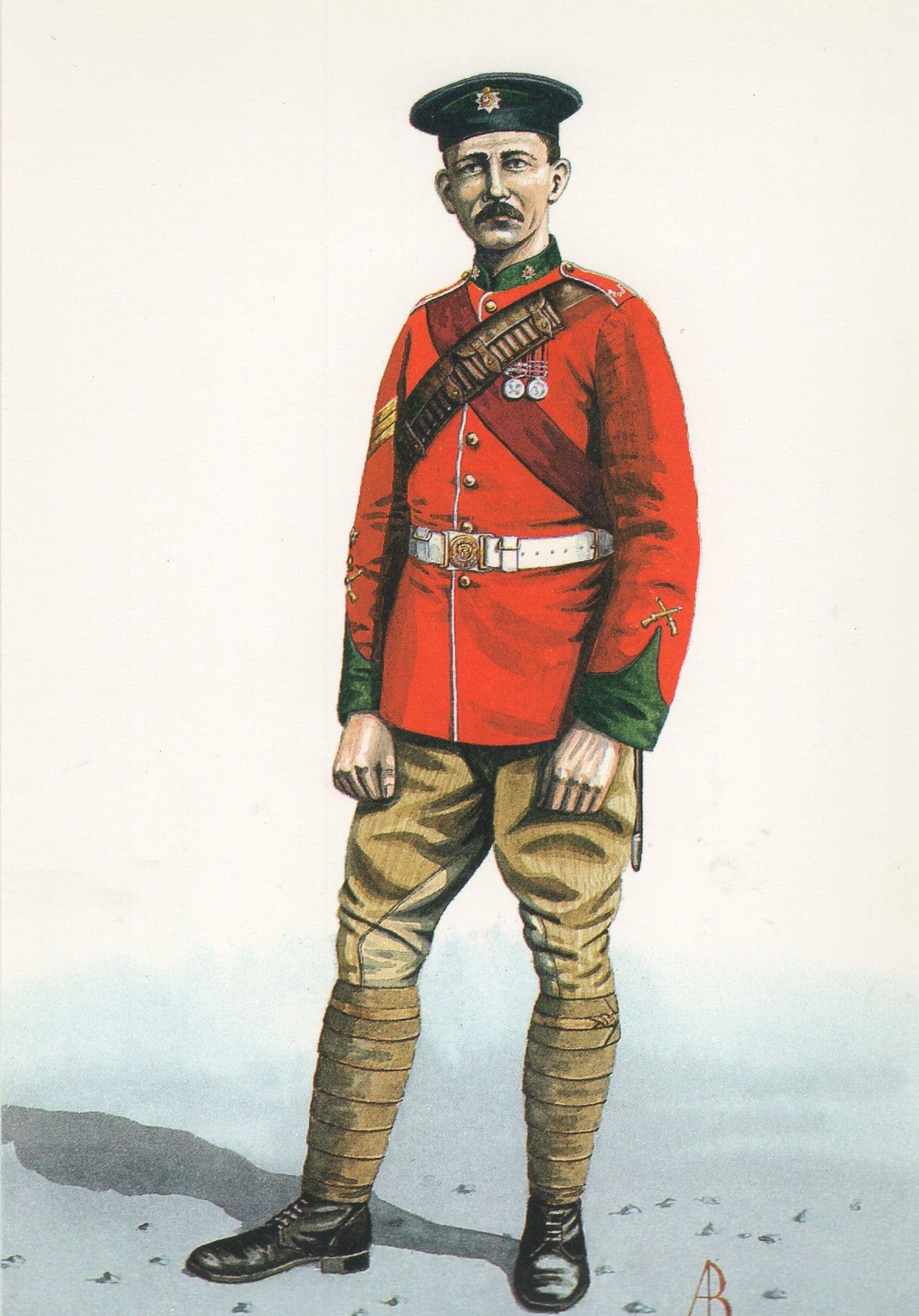 Sergeant Devonshire Regiment in 1905 Military Uniform Postcard
