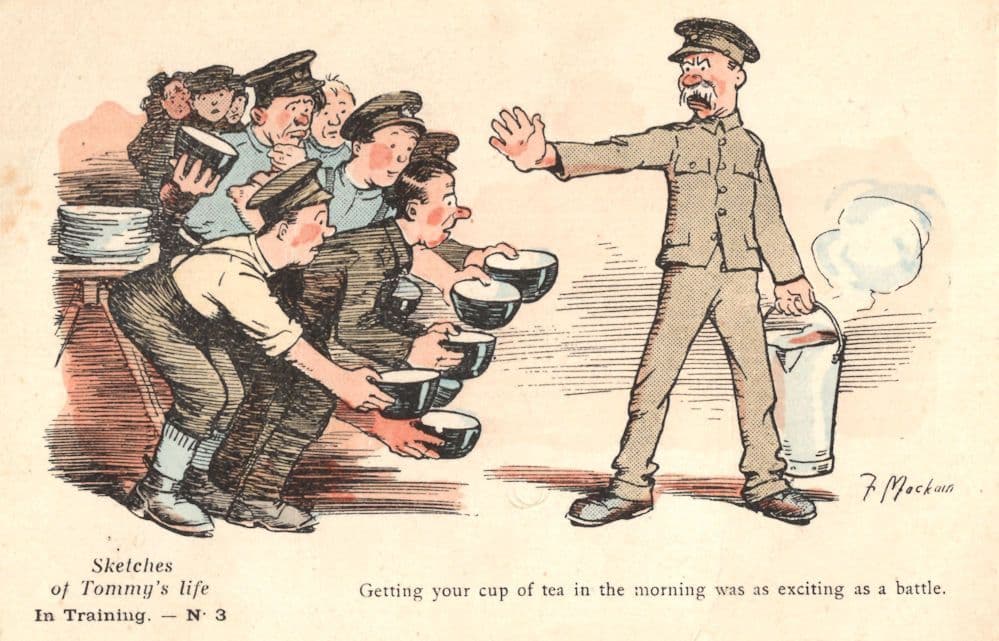 Sergeant Major Serving Morning Tea WW1 Tommy Military Comic Old Postcard