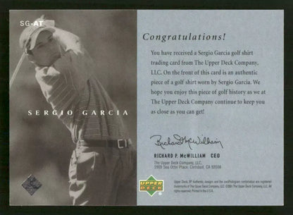 Sergio Garcia Upper Deck Worn Shirt Golf Tour Rare Limited Threads Card
