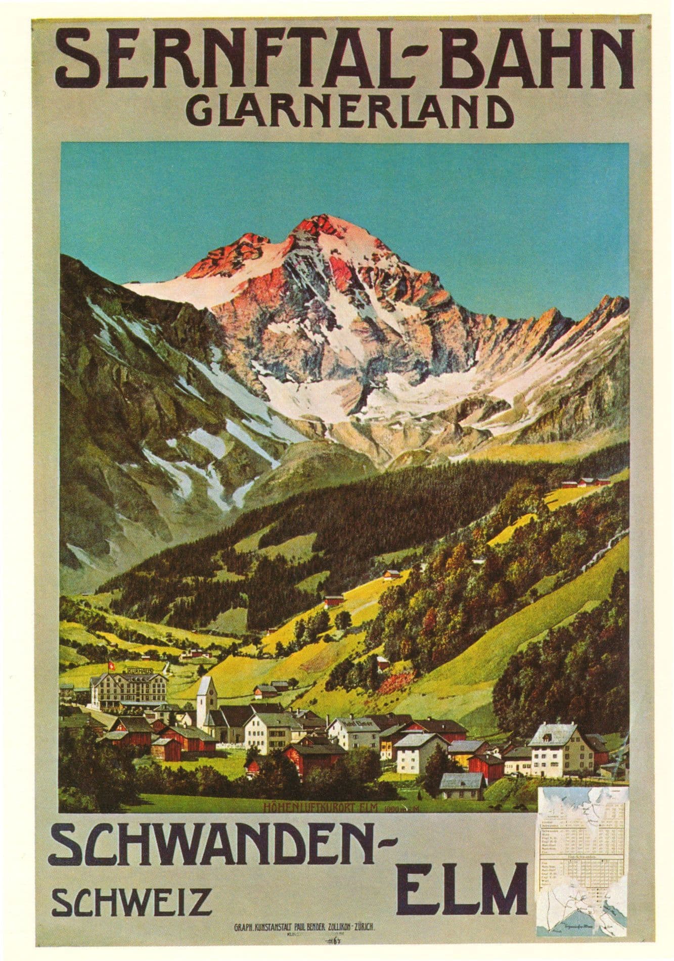 Sernftal Bahn Glarnerland Switzerland in 1914 WW1 Poster Postcard