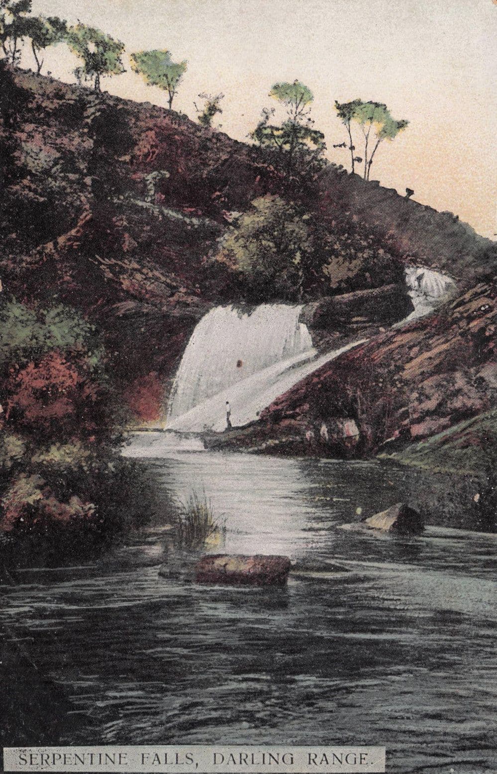 Serpentine Falls Darling Range West Australia Tinted Old Rare Postcard